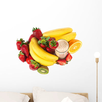 Healthy Strawberry Fruit Smoothie Wall Decal shown on a wall