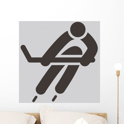 Hockey Icon Wall Decal shown on a wall