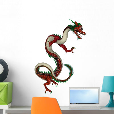 Red Eastern Dragon shown on a wall