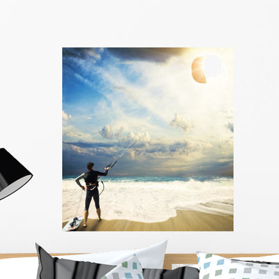 Kitesurfing Lefkada Greece Wall Decal shown on a wall