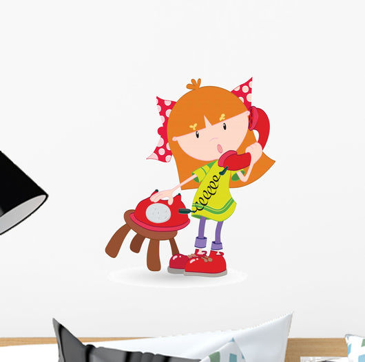 Girl talking on phone Wall Decal