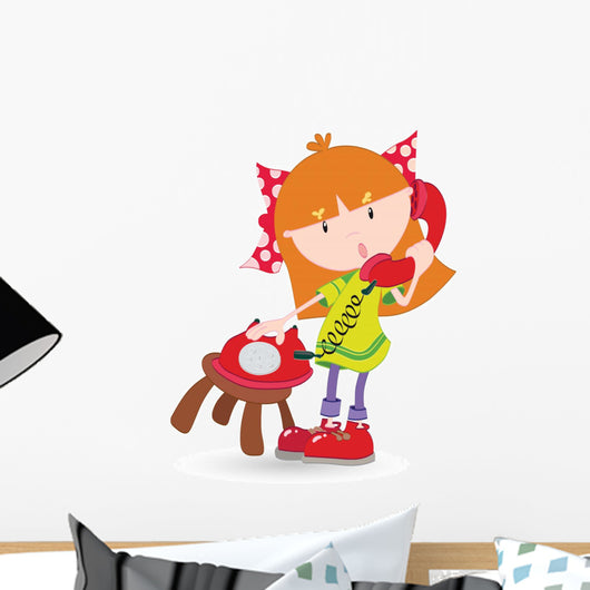 Girl talking on phone Wall Decal