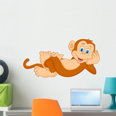 Cute Monkey Cartoon shown on a wall