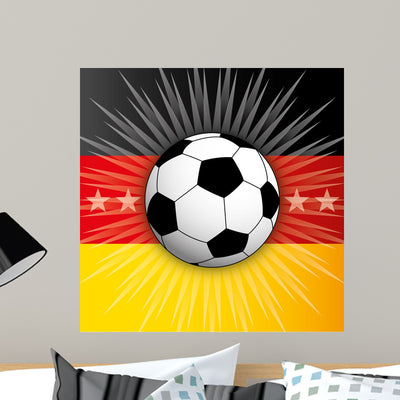 Germany Flag Soccer Ball Wall Decal shown on a wall