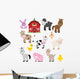 Cute Cartoon Farm Animals Wall Decal Sticker Set