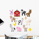 Cute Cartoon Farm Animals Wall Decal Sticker Set