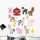 Cute Cartoon Farm Animals Wall Decal Sticker Set