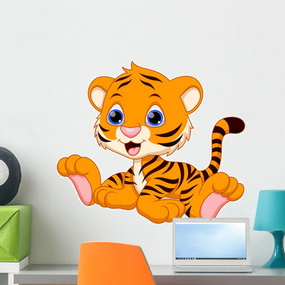 Cute Baby Tiger shown on a wall