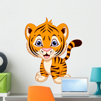 Cute Baby Tiger shown on a wall