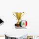 Golden Trophy and Ball with Flag of Mexico Isolated Wall Decal