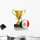 Golden Trophy and Ball with Flag of Mexico Isolated Wall Decal