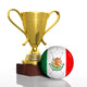 Golden Trophy and Ball with Flag of Mexico Isolated Wall Decal