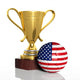 Golden Trophy and Ball with Flag of Usa  Isolated Wall Decal