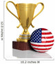 Golden Trophy and Ball with Flag of Usa  Isolated Wall Decal
