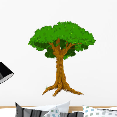 Majestic Cartoon Tree Wall Decal shown on a wall