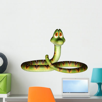 3D Cute Cartoon Snake shown on a wall