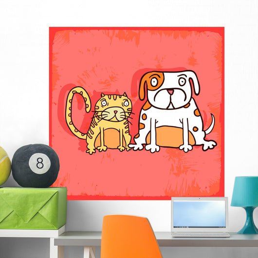 Cartoon Dog and Cat