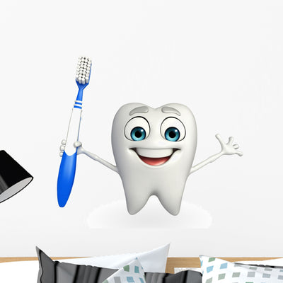 Teeth Character with Tooth Wall Decal shown on a wall