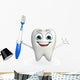 Teeth character with tooth brush Wall Decal