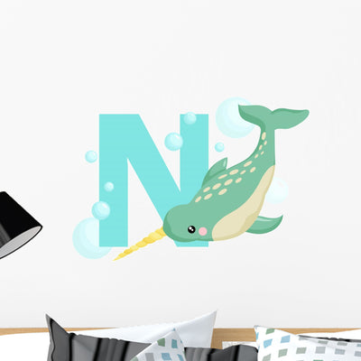 Narwal Wall Decal shown on a wall