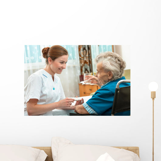 Female Nurse Giving Senior Wall Decal