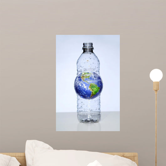 Plastic Water Bottle With Earth Inside Wall Mural