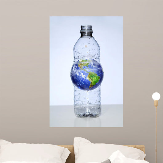 Plastic Water Bottle With Earth Inside Wall Mural