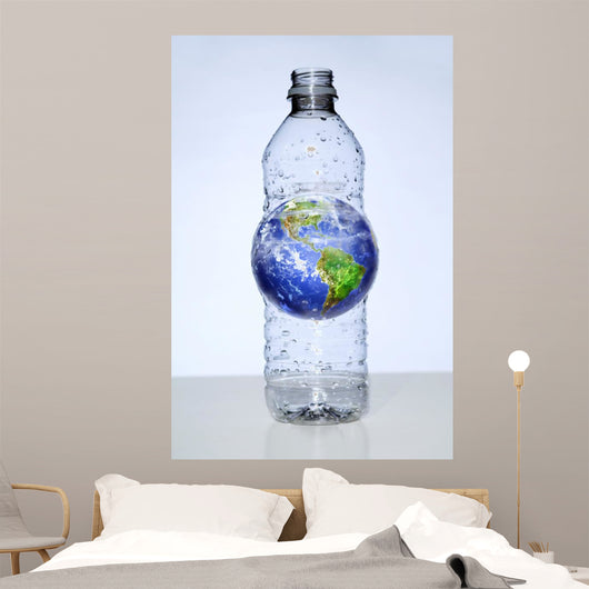 Plastic Water Bottle With Earth Inside Wall Mural