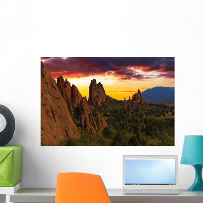 Sunset Image Garden Gods Wall Decal shown on a wall