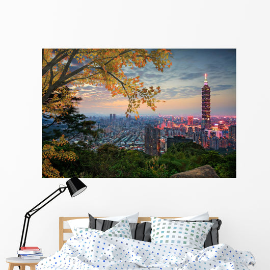 Taipei Taiwan Evening Skyline Wall Decal
