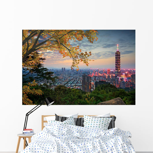 Taipei Taiwan Evening Skyline Wall Decal