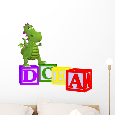 Cartoon Dragon with Abc shown on a wall