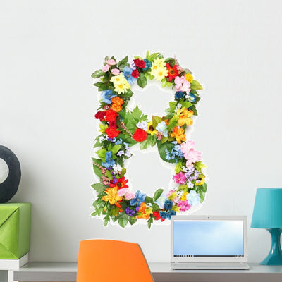 Flower Arrangement Letter B Wall Decal shown on a wall