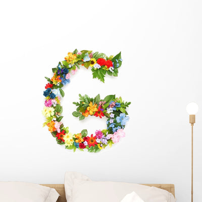 Flower Arrangement Letter G Wall Decal shown on a wall