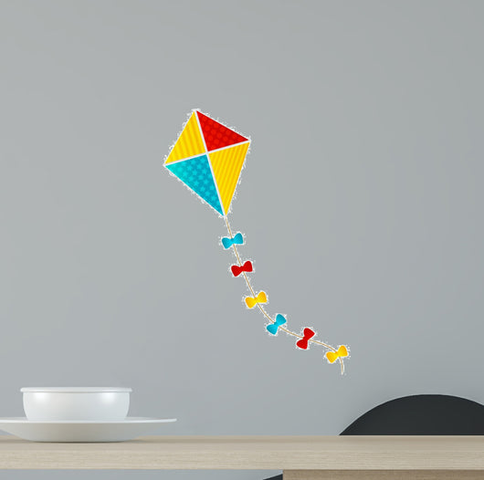 Color Paper Kite on White Background Wall Decal
