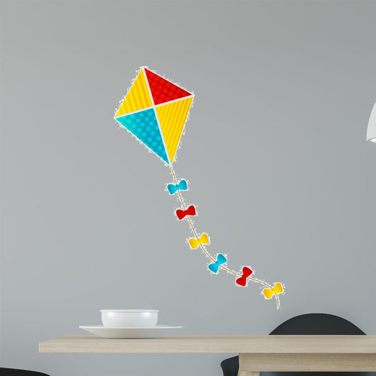 Color Paper Kite on White Background Wall Decal