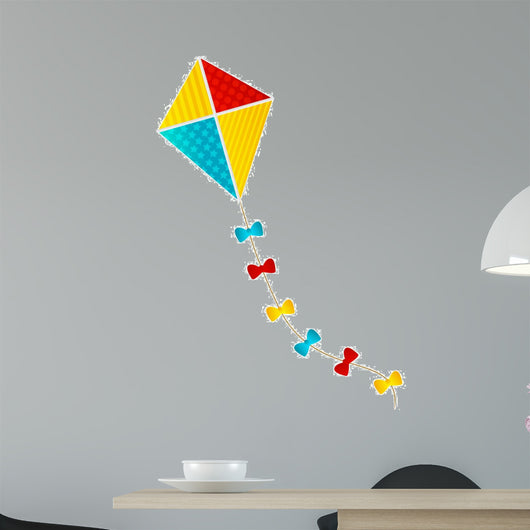 Color Paper Kite on White Background Wall Decal