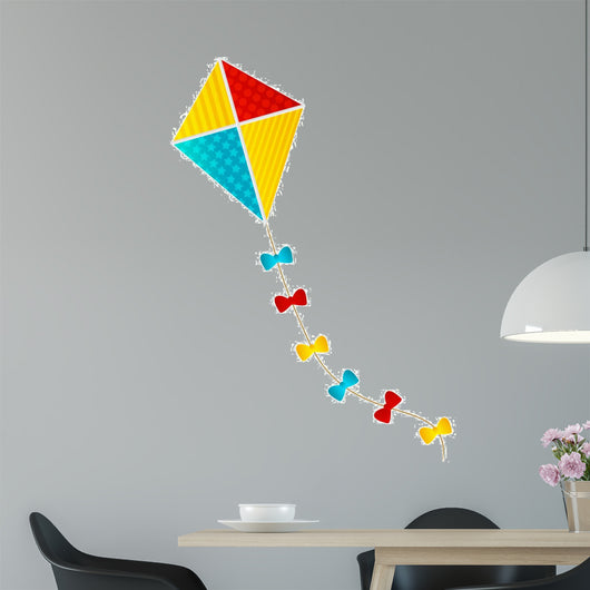 Color Paper Kite on White Background Wall Decal