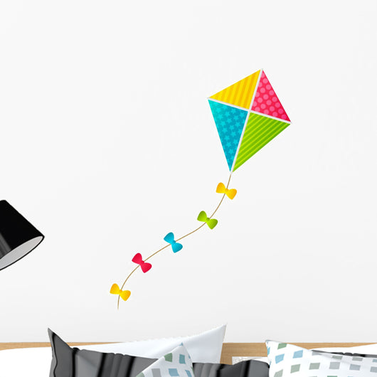 Color Paper Kite on White Background Wall Decal