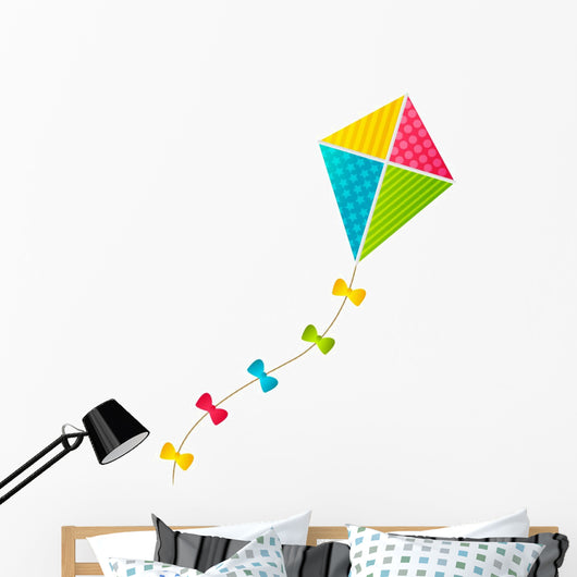 Color Paper Kite on White Background Wall Decal