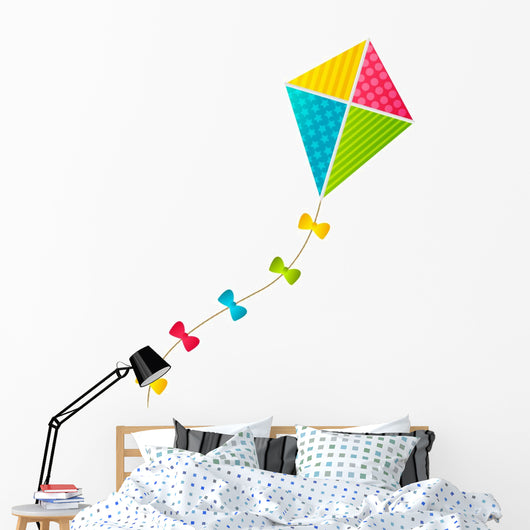 Color Paper Kite on White Background Wall Decal
