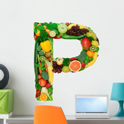 Healthy Alphabet P shown on a wall