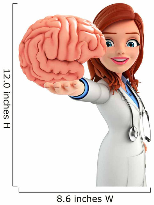 Young Doctor with brain anatomy Wall Decal
