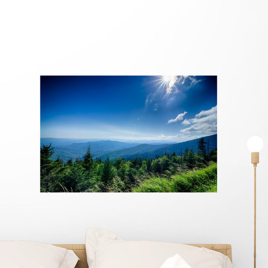 A wide view of the Great Smoky Mountains from the top of Clingma Wall Mural