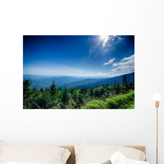 A wide view of the Great Smoky Mountains from the top of Clingma Wall Mural