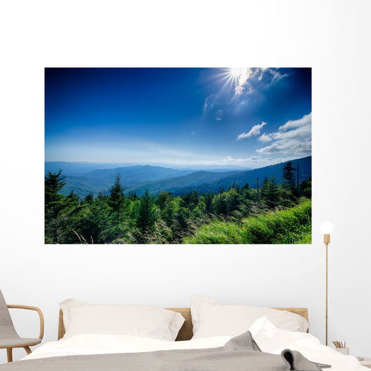 A wide view of the Great Smoky Mountains from the top of Clingma Wall Mural