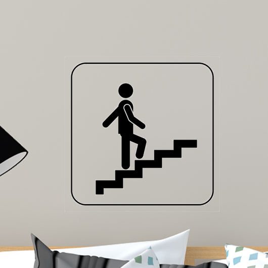 Man on Stairs going up symbol, vector Wall Decal