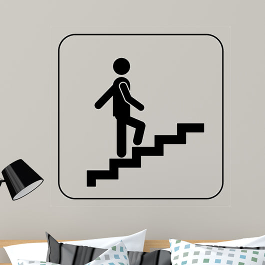 Man on Stairs going up symbol, vector Wall Decal
