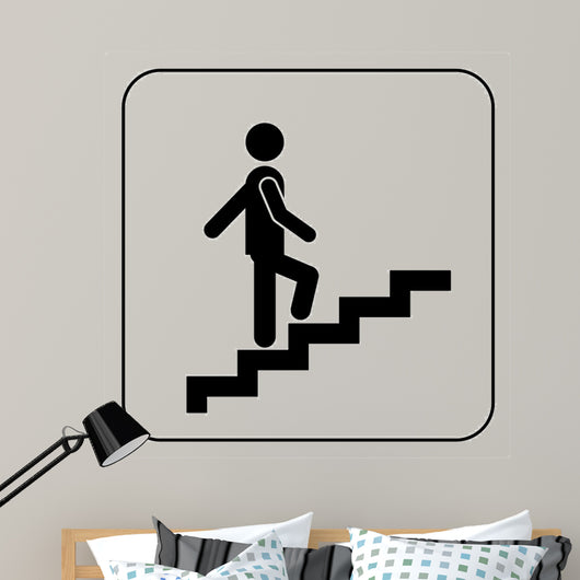 Man on Stairs going up symbol, vector Wall Decal