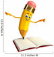 Pencil Character with open book Wall Decal